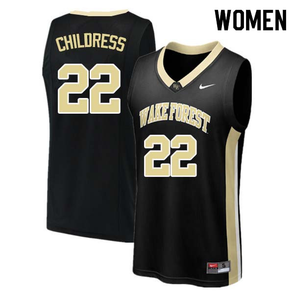 Women #22 Randolph Childress Wake Forest Demon Deacons College Basketball Jerseys Sale-Black
